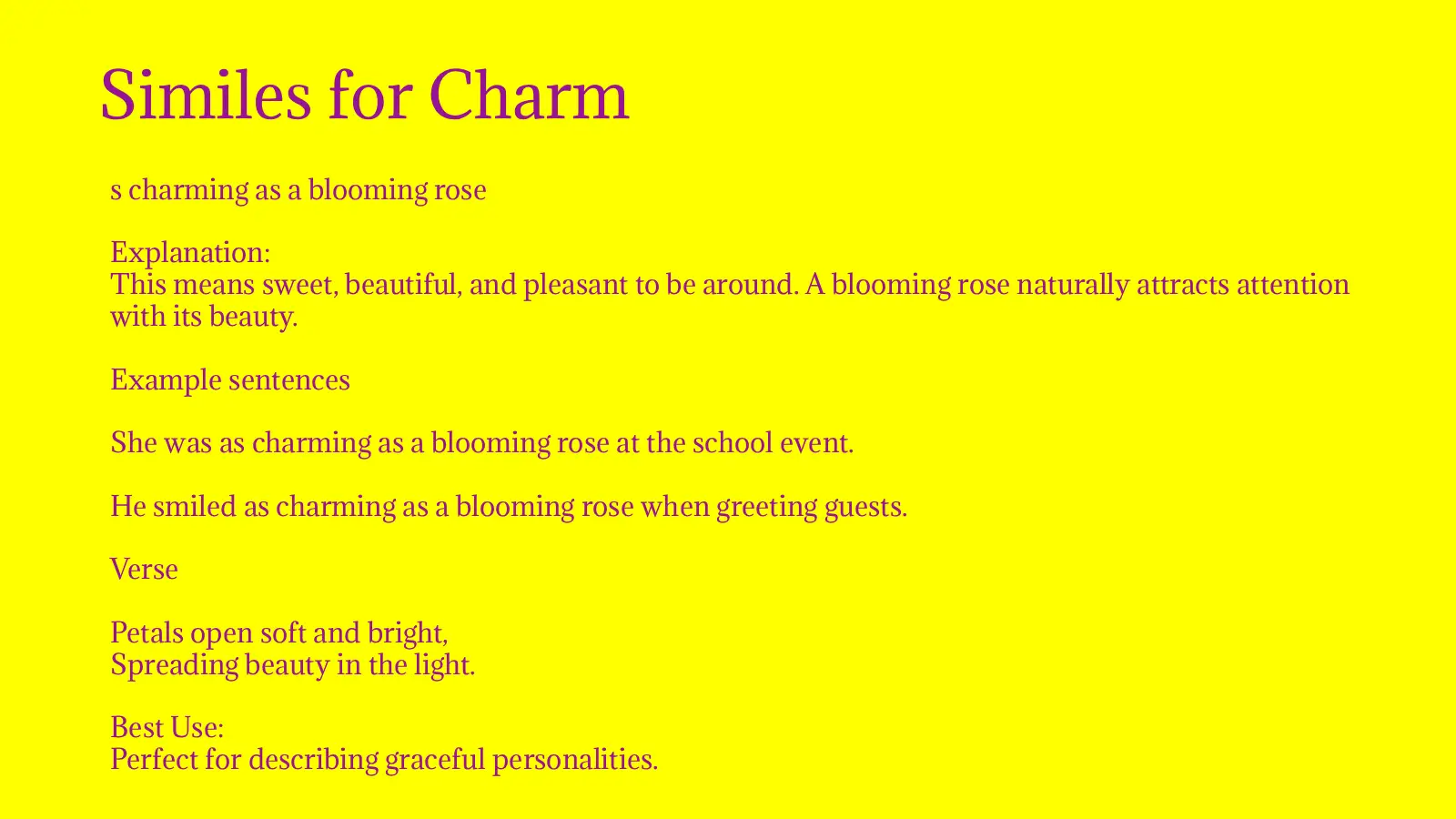 Similes for Charm with meanings