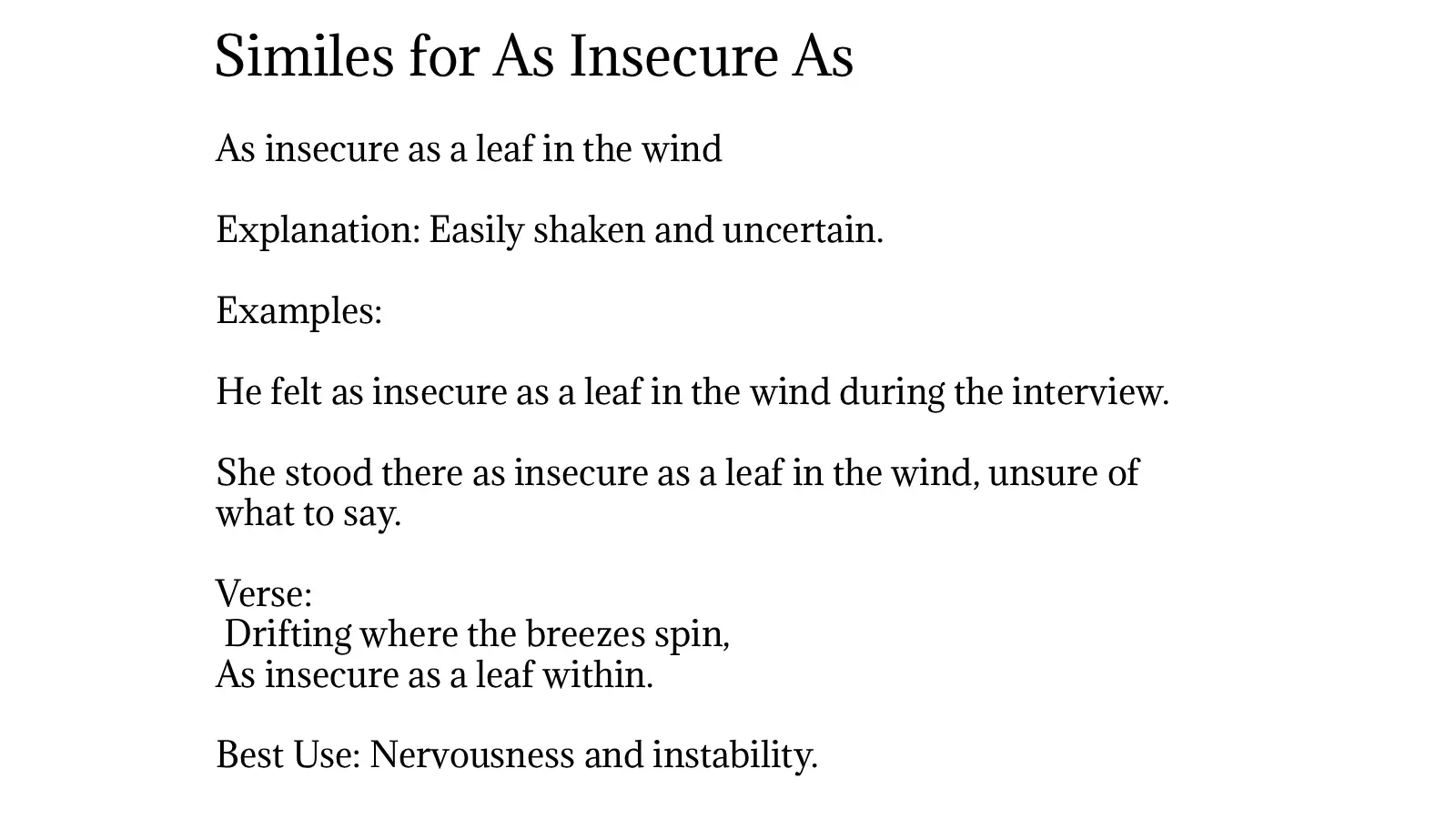 Similes for As Insecure As