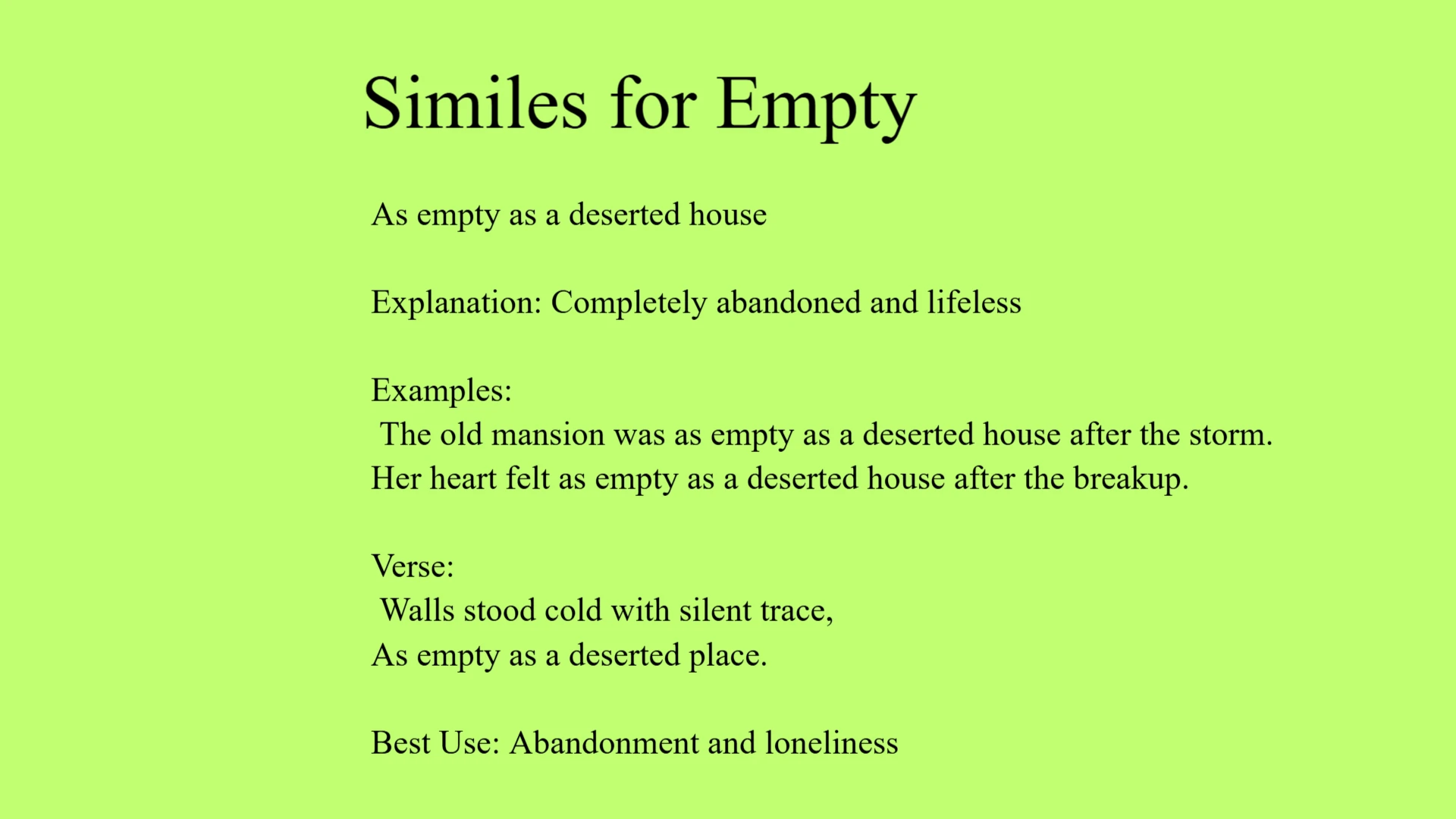 Similes for Empty