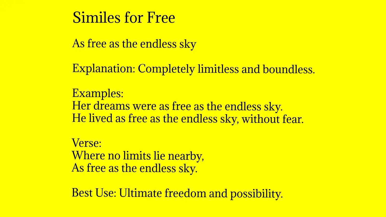 Similes for Free with Meanings and Examples