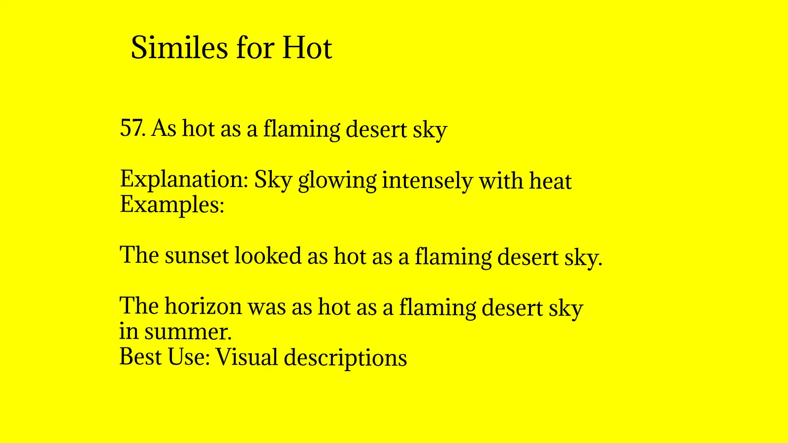 Similes for Hot