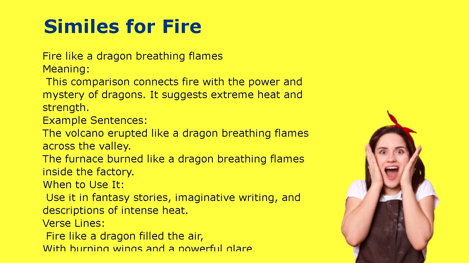 Similes for Fire for Writers and Students