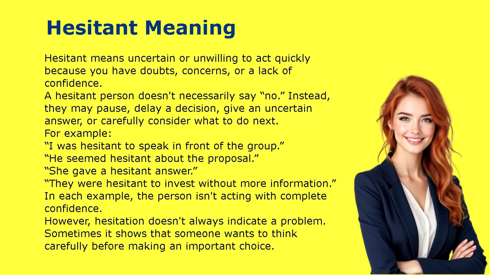 Hesitant Meaning
